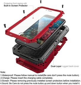 img 2 attached to 📱 Beasyjoy iPhone 7 Plus/8 Plus Metal Case: Heavy Duty Waterproof Full Body Protection - Red