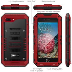 img 1 attached to 📱 Beasyjoy iPhone 7 Plus/8 Plus Metal Case: Heavy Duty Waterproof Full Body Protection - Red