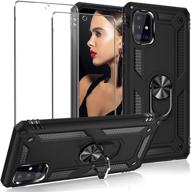 📱 protective samsung galaxy a51 5g case with screen protector - heavy duty armor cover with magnetic ring kickstand - military grade anti-fall design - 6.5-inch 2020 black logo