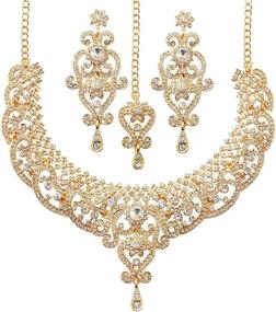 img 4 attached to 💍 Exquisite Bollywood Wedding Designer Jewelry Necklace Set – Touchstone Indian, Intricate Rhinestone Crystal Workmanship in Gold and Silver Tone for Women