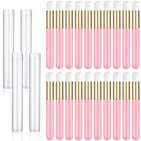 img 4 attached to 🧼 Deep Cleaning Lash Shampoo Brushes + Travel Tubes - Perfect for Eyelash Extensions, Blackhead Removal, and Pore Cleansing (Pink, 24-Piece Set)