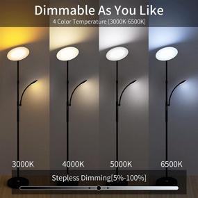 img 3 attached to 🏠 Enhance Your Living Space with 30W Bright LED Floor Lamp and 7W Reading Lamp - Adjustable Height, Dimmable, Remote & Touch Control - Perfect for Living Room, Bedroom, Home Office