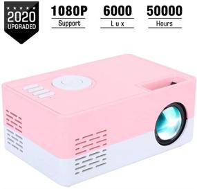 img 3 attached to Mini Full HD Projector, Portable Smart Home Theater Cinema Projector 🎥 for Home and Office - 1080p High Definition LED Display (White Pink)(US)