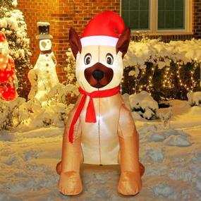 img 1 attached to 🐾 Eye-Catching LED Lighted German Shepherd Inflatable: Perfect Outdoor/Indoor Christmas Yard Decoration!