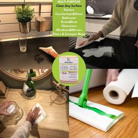 img 2 attached to Zero Waste Kitchen Set: Reusable Paper Towels, 2 Rolls (40 Sheets) for 1 Year + Loofah Sponge + Dish Scrub Brush, Washable, Thick & Super Absorbent Bamboo Paperless Towels - Ideal for Eco-Friendly Living. Perfect Zero Waste Gift!