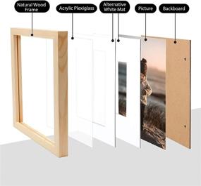 img 2 attached to 🖼️ KINLINK Natural Wood Picture Frames - Set of 4, Tabletop & Wall Mountable, Available in Multiple Sizes (8x10, 4x6/5x7), with or without Mat – Acrylic Plexiglass Included