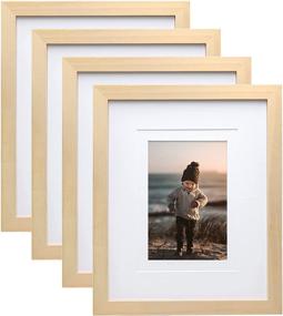 img 4 attached to 🖼️ KINLINK Natural Wood Picture Frames - Set of 4, Tabletop & Wall Mountable, Available in Multiple Sizes (8x10, 4x6/5x7), with or without Mat – Acrylic Plexiglass Included