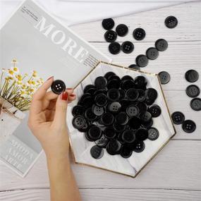 img 3 attached to Pack of 100 Large Black Resin Buttons for Sewing and Crafts - 1 Inch (25mm) Black Buttons