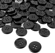 pack of 100 large black resin buttons for sewing and crafts - 1 inch (25mm) black buttons logo