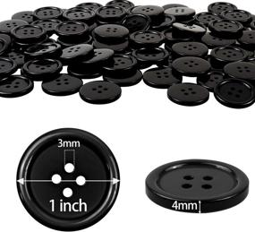 img 1 attached to Pack of 100 Large Black Resin Buttons for Sewing and Crafts - 1 Inch (25mm) Black Buttons