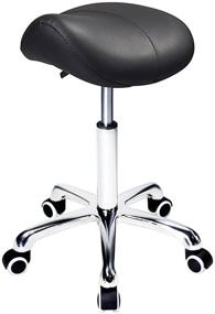 img 4 attached to 🪑 Black Grace & Grace Professional Saddle Stool Series - Hydraulic Swivel Comfortable Ergonomic Design with Heavy-Duty Metal Base for Clinic, Dentist, Spa, Massage Salons, and Studio