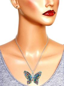 img 1 attached to DianaL Boutique Silvertone Colorful Butterfly