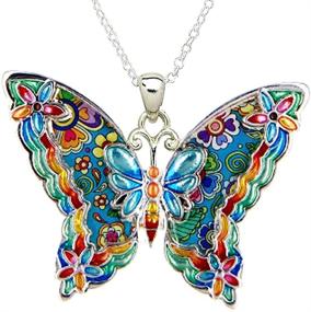 img 2 attached to DianaL Boutique Silvertone Colorful Butterfly