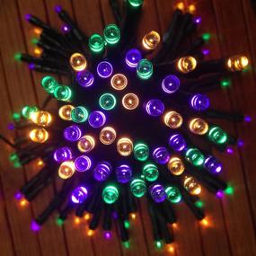 img 4 attached to 🎃 DeVida Solar String Lights Halloween Decorations in Purple, Orange, and Green - 100 Mini LED Set with 13ft Long Lead Wire, Waterproof Outdoor Decor for Tree Wrap, Patio, Fence