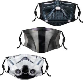 img 4 attached to 🎭 3-Piece Unisex Face Mask Set with Adjustable Ear Loops - Reusable Face Mask, Bandana, and Balaclava