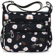 nawoshow women's travel shoulder bag - nylon floral multi-pocket crossbody purse logo