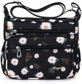 img 4 attached to Nawoshow Women's Travel Shoulder Bag - Nylon Floral Multi-Pocket Crossbody Purse