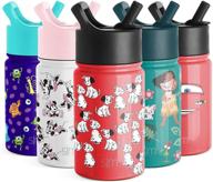 🐶 disney summit kids water bottle thermos - spotted puppies design - 10oz capacity - vacuum insulated double wall tumbler - straw lid - dishwasher safe - 18/8 stainless steel логотип