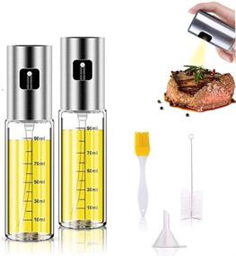 img 4 attached to 🍶 Multifunctional Glass Oil Spray Bottle Set - Olive Oil Sprayer for Cooking, Baking, Grilling (2 PACK)