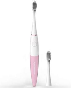 img 4 attached to Powerful Kids Sonic Battery-Powered Toothbrush with Timer - 2 Brush Heads included - Pink Eletric Toothbrush (Ages 3-18)