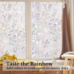 img 3 attached to 🌈 Shackcom Privacy Window Film: Stunning 3D Rainbow Frost Decor, Easy Static Cling Installation, No Glue Stained Glass Cover - 17.5" x 78.7