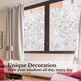 img 2 attached to 🌈 Shackcom Privacy Window Film: Stunning 3D Rainbow Frost Decor, Easy Static Cling Installation, No Glue Stained Glass Cover - 17.5" x 78.7