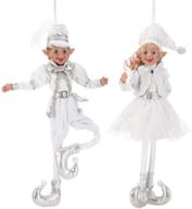🎅 arcci 24 inch christmas elves figurine: set of 2 white & silver posable elf christmas figures - perfect xmas holiday party home decoration logo