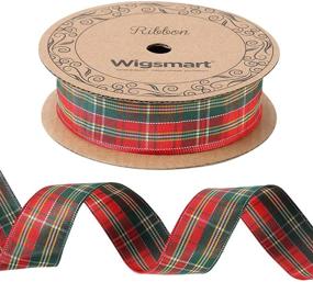 img 2 attached to 🎀 Wigsmart Plaid Ribbon - Christmas Ribbon with Golden Trim, 1 Inch X 20 Yards Spool, Gingham Fabric Ribbon for Crafts & Gift Wrapping - Xmas Red & Green Plaid