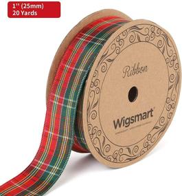 img 3 attached to 🎀 Wigsmart Plaid Ribbon - Christmas Ribbon with Golden Trim, 1 Inch X 20 Yards Spool, Gingham Fabric Ribbon for Crafts & Gift Wrapping - Xmas Red & Green Plaid