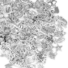 img 2 attached to 📿 200 Pack DIY Handmade Chain Bracelets with Silver Charms & Mixed Pendants - Jewelry Making Accessory for Crafting, Bracelet Necklace Findings