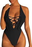 👙 zilezile women's sexy summer swimsuit - deep v neck, lace up, cross backless, high waist logo