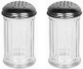 img 4 attached to 🧀 Premium Set of 2 Glass Jar Seasoning Grated Cheese Shakers with Retro Dispenser Design and Perforated Stainless Steel Lid, 12 OZ Capacity Each (Perforated Lid)