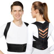 👍 vokka full-support posture corrector: adjustable & breathable back brace for pain relief in neck, back & shoulders – men and women, black логотип