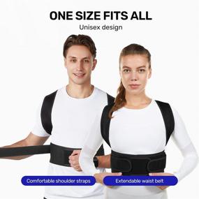 img 3 attached to 👍 VOKKA Full-Support Posture Corrector: Adjustable & Breathable Back Brace for Pain Relief in Neck, Back & Shoulders – Men and Women, Black