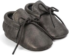 img 3 attached to 👟 Soft Sole Tassel Moccasins for Baby Boys and Girls - Anti-Slip Crib Shoes