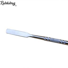 img 3 attached to Rolabling 7.2 inch Stainless Steel Pro Make Up Spatula: Double Sided Cosmetic Stirring Rod for Nail Art & Manicure - Size 2