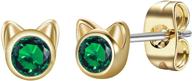 dainty plated emerald earrings birthstone logo