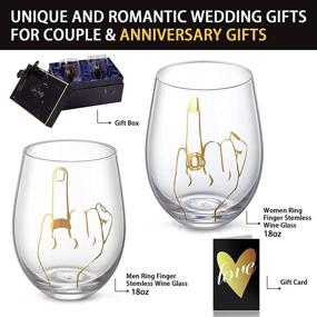 img 3 attached to 💍 GEMTEND Engagement Gifts: Ring Finger Wine Glass for Couples - Funny Wedding & Anniversary Gifts, Just Married Gift, Mr and Mrs, Newlywed, Bridal Shower Gift