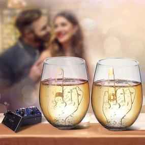 img 1 attached to 💍 GEMTEND Engagement Gifts: Ring Finger Wine Glass for Couples - Funny Wedding & Anniversary Gifts, Just Married Gift, Mr and Mrs, Newlywed, Bridal Shower Gift