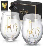 💍 gemtend engagement gifts: ring finger wine glass for couples - funny wedding & anniversary gifts, just married gift, mr and mrs, newlywed, bridal shower gift logo