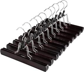 img 4 attached to Efficiently Organize Your Closet with HOUSE DAY Skirt Hangers 25 Pcs - 10inch Black Plastic Pants Hangers with Non-Slip Big Clips and 360 Swivel Hook