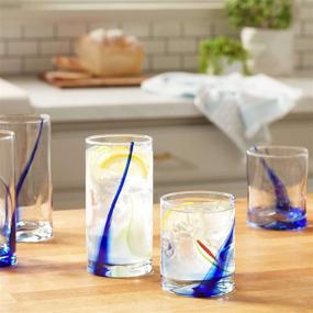 img 1 attached to 🥃 Stylish Libbey Blue Ribbon Impressions 16-Piece Tumbler and Rocks Glass Set - Elevate Your Drinkware Collection!