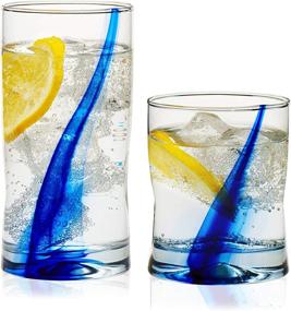 img 4 attached to 🥃 Stylish Libbey Blue Ribbon Impressions 16-Piece Tumbler and Rocks Glass Set - Elevate Your Drinkware Collection!