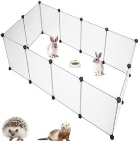 img 4 attached to 🐾 PINVNBY Pet Playpen - Portable Resin Pet Yard Fence for Dog, Cat, Kitten, Rabbit, Guinea Pig, Bunny, Hedgehogs - Indoor and Outdoor Use - 12 Panels - 13.8 x 17.7 inches