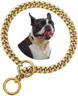 🔗 18k gold dog collar with 10mm thick cuban link chain for small and medium dogs - durable 316l stainless steel, non-pinching design logo