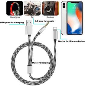 img 4 attached to 🍏 Apple MFi Certified 2 in 1 Audio Charging Cable for iPhone - Lightning to 3.5mm Aux Cord | Car Stereo, Speaker, Headphone Compatibility | iPhone 12/11/11 Pro/XS/XR/8/7 Support