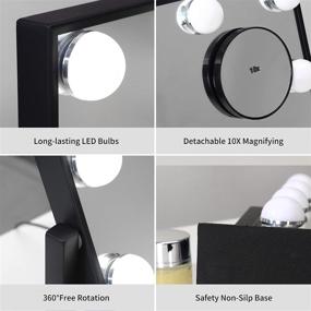 img 1 attached to 💄 KOTDNING Large Vanity Mirror: Hollywood Lighted Makeup Mirror with Dimmable LED Bulbs, 10x Magnification, for Dressing Room & Bedroom (Black)