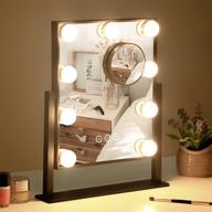 💄 kotdning large vanity mirror: hollywood lighted makeup mirror with dimmable led bulbs, 10x magnification, for dressing room & bedroom (black) логотип