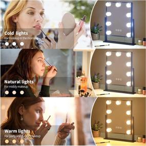 img 3 attached to 💄 KOTDNING Large Vanity Mirror: Hollywood Lighted Makeup Mirror with Dimmable LED Bulbs, 10x Magnification, for Dressing Room & Bedroom (Black)