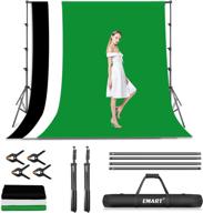 📸 emart photo video studio backdrop stand kit, 8.5x10ft adjustable photography green screen support system with 3 muslin backgrounds in black, white, and green for professional photoshoots logo
